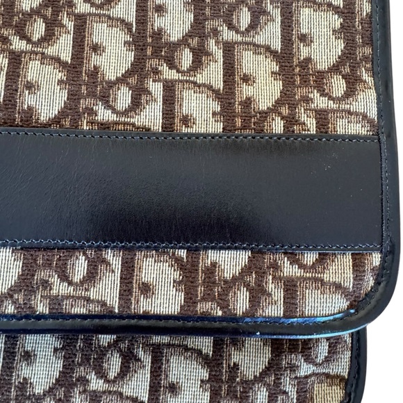 Vintage 70s Christian Dior Clutch Flap Bag Envelope Trotter Brown Logo Monogram - Picture 10 of 15